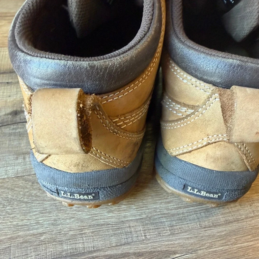 LL Bean Storm Chaser Duck Boots Tan Leather Waterproof Women 8.5 Gorpcore